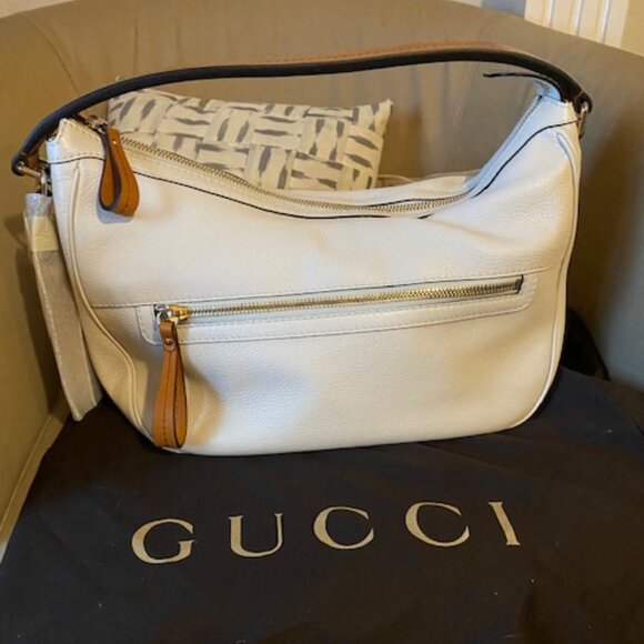 NWT, Rare Gucci White Calfskin Leather  Medium Madison Hobo Bag - Picture 1 of 12